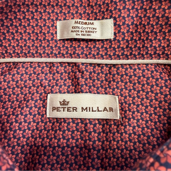 Peter Millar Microprint Cotton Short Sleeve Button Down Shirt Medium - Picture 2 of 9